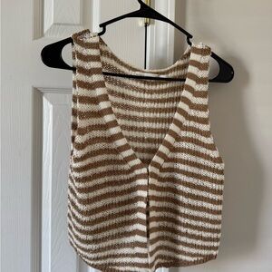 Altar'd State Brown and White Striped Knit Top